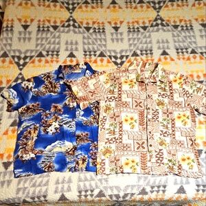 2-for-1 Vintage Hilo Hattie's Orchids 🌴 Trees Aloha Shirts MADE IN HAWAII - XL